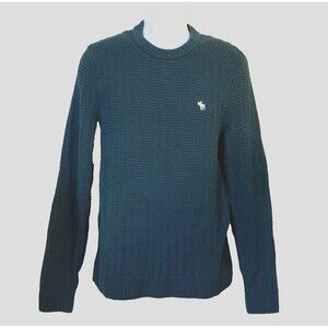 Abercrombie Fitch Sweater Men's M Green Long Sleeve Pullover Knit Crew Neck